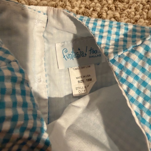 Blue Gingham Kids Romper - Picture 2 of 3